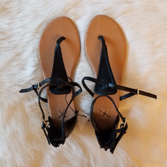 New York & Company Shoes - NY & C Black Sandals Zipper Heel Ankle Strap New